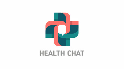 Obraz premium This logo design for Health Chat features colorful, interlocking shapes symbolizing communication, healthcare, and connectivity through vibrant and modern graphic design elements.