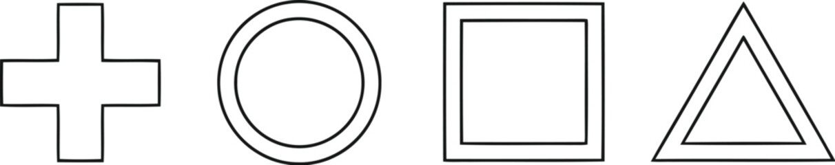 Obraz premium Minimalist outline geometric shapes plus circle square triangle isolated on white background