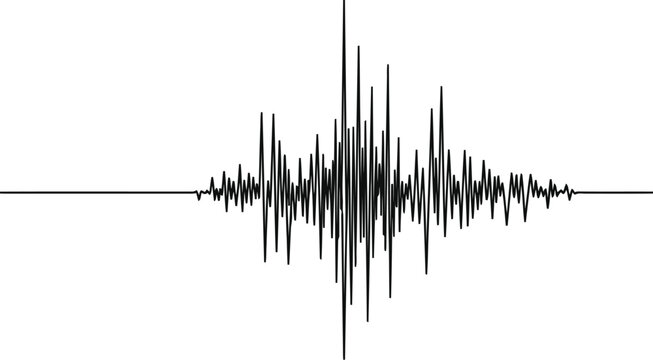 Abstract seismic wave graph representing earthquake vibrations on a white background