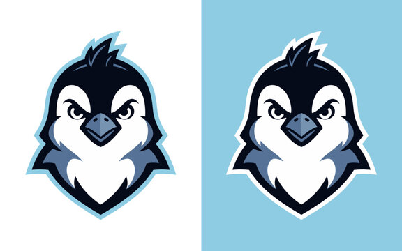 A stylized penguin head, exuding determination, with an unwavering gaze, ready to conquer any challenge.