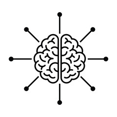 Human brain symbol connected to nodes illustrating neural network concept