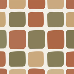Retro rounded square geometric pattern with earthy pastel colors