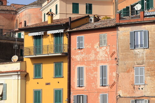 Colorful Typical House Facades in Nemi, Italy