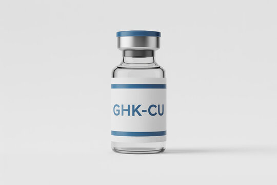 GHK-CU Copper Peptide Injection Vial for Anti-Aging and Skin Regeneration Isolated on Transparent Background