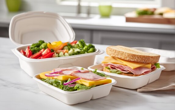 Freshly Packed Meal with Deli Meats, Cheese Slices, and Colorful Salad