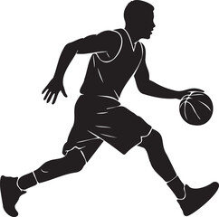 Basketball player dribbling ball silhouette on transparent background vector illustration ©  SILHOUETT HUB