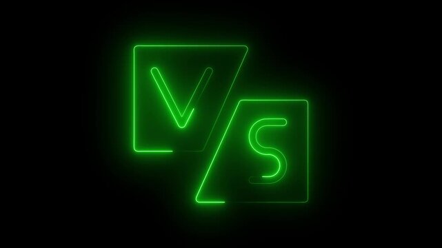 VS Logo for Competition. Vs Versus Neon and Battle Animation on black background, 4k Video.