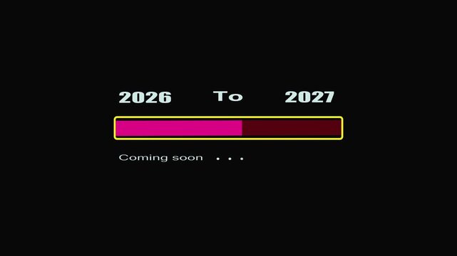 Loading bar 2026-2027 animation with progress status for website UI and app interface, blue digital uploader bar on black background