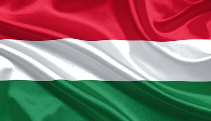 Obraz premium Wavy flag. Red, white and green stripes on fabric with subtle sheen and ripples, horizontally arranged pattern