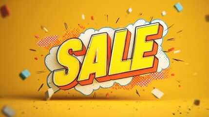 Sale pop art graphic on transparent