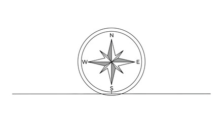 Continuous Line Drawing of a Navigation Compass Showing Cardinal Directions © StockSynergy