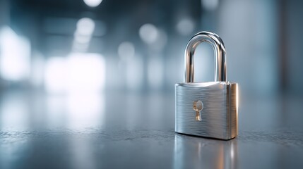 Fototapeta premium Shiny metal padlock on a transparent bg