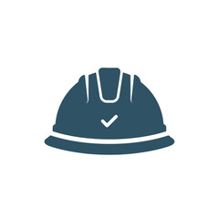 Fototapeta premium Minimalist Hard Hat Icon with Checkmark Representing Safety and Construction