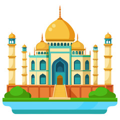 Majestic Taj Mahal standing tall with golden domes and minarets © Ashiqur