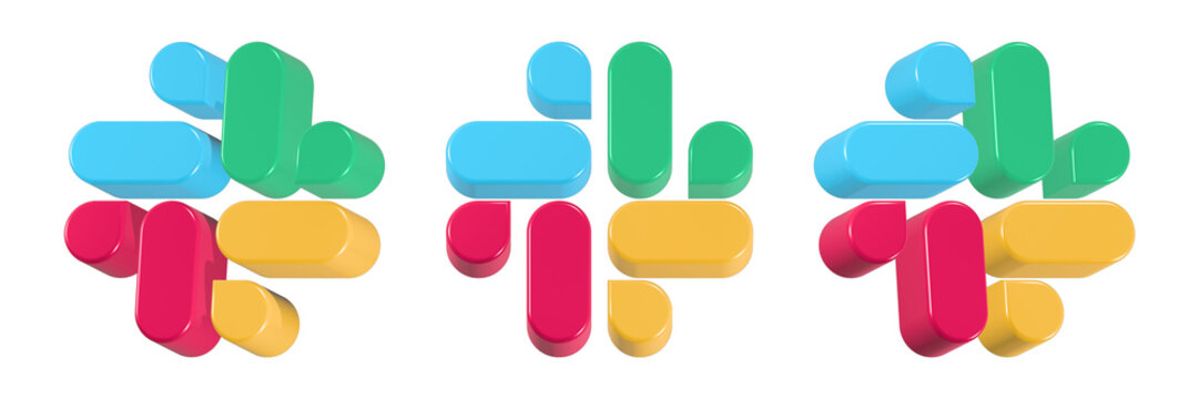 slack icon app logo button 3d rendering