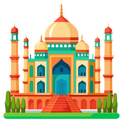 Fototapeta premium Majestic Taj Mahal illustration with vibrant colors and intricate details