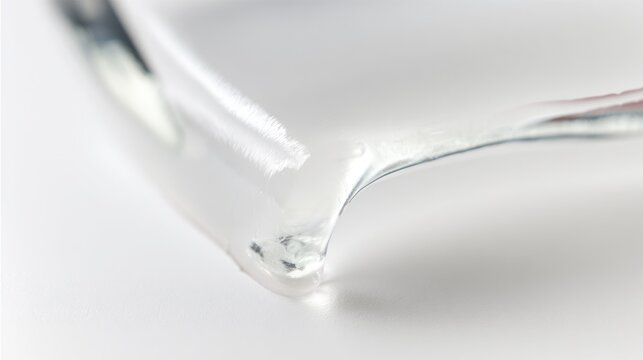 Transparent epoxy resin curing from fluid to solid, creating a flawless glass-like appearance. product launch decks, UI/UX mockups.