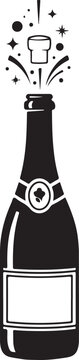 Champagne bottle explosion sign simple icon on background