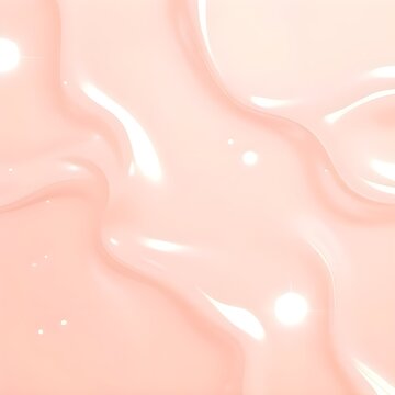 연한 핑크빛 액체가 부드럽게 물결치며 매끄러운 광택과 입체감을 보여주는 스킨케어 및 뷰티 컨셉 배경 / A skincare and beauty concept background showing smooth gloss and three-dimensional effect with light pink liquid gently waving