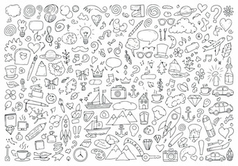 Fototapeta premium A diverse collection of icons representing various hobbies and interests displayed in a visually appealing illustration.