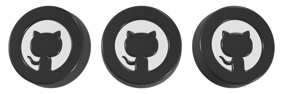 github icon 3d rendering button