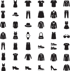 Clothes 100 icon set on white background
