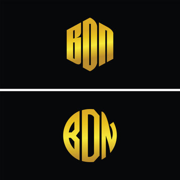 Golden BDN Monogram Logo Design, Luxury Initial Letter BDN Emblem on Black Background