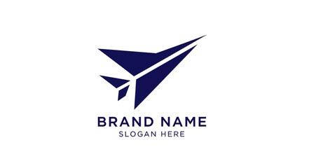 Modern Origami Paper Plane Logo Design Template.