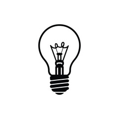 Black light bulb on white background symbol electricity idea