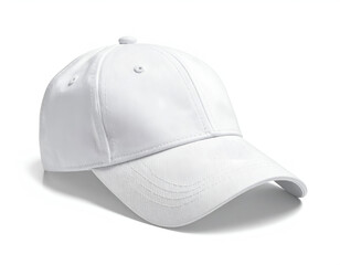 Fototapeta premium Clean, minimalist white baseball cap against a white background
