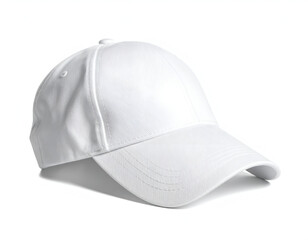 Fototapeta premium A clean, simple, white baseball cap on a white background