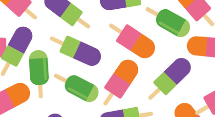 Colorful Popsicle Food Pattern Vector Seamless Background for Summer Design Projects