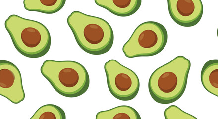 Seamless Avocado Food Pattern Vector Illustration for Healthy Organic Design Projects