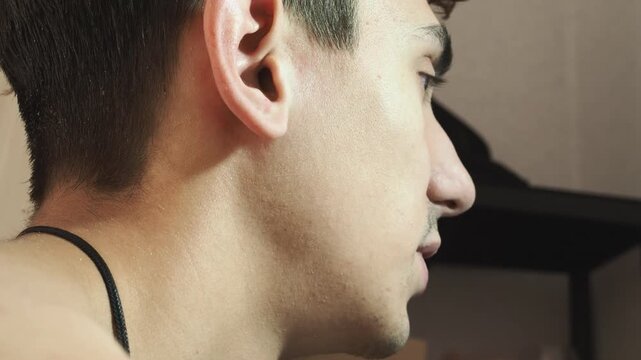 Call center, Customer support and man telemarketing consultant working on a computer screen for advice in SEO