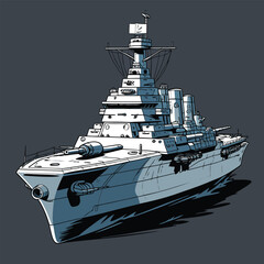 Naklejka premium flat vector image of war ship