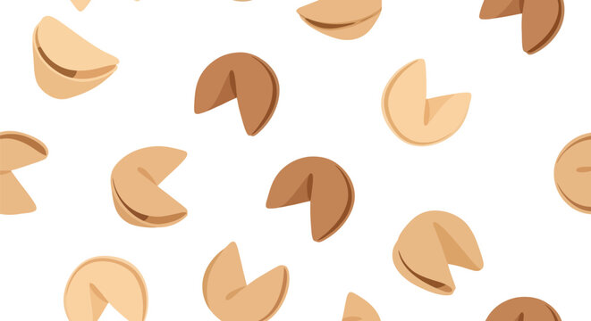 Fortune Cookie Food Pattern Vector Seamless Background for Asian Cuisine and Restaurant Design