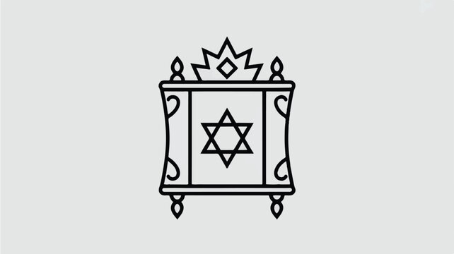 Jewish Torah scroll with Star of David and crown on top symbol