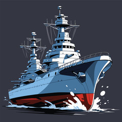 Naklejka premium flat vector image of war ship