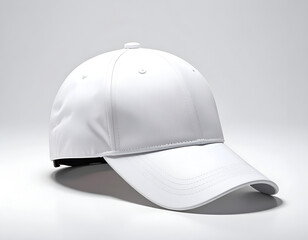 Fototapeta premium Plain white baseball cap on a bright, clean studio background