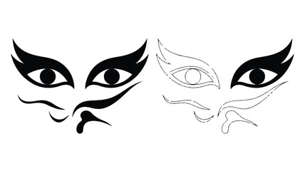 Fototapeta premium two cartoon face with angry eyes and nose graphic illustrations