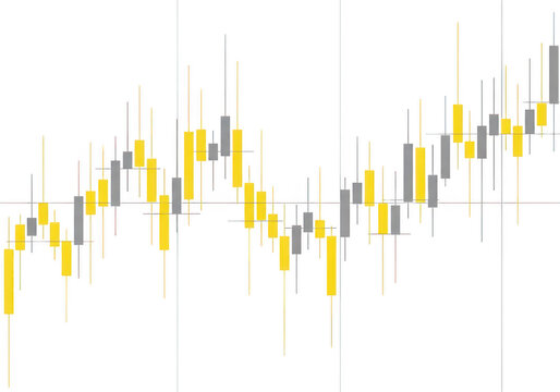 Candlestick chart with fluctuating market trends isolated on transparent background