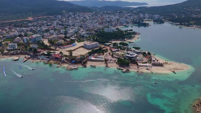Ksamil Island Resort and Turquoise Water Aerial