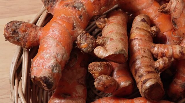 Close-up of ​​fresh turmeric.	