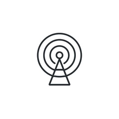 A simple line art icon representing a radio tower emitting concentric signal waves.