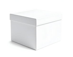 Naklejka premium A plain, white, square gift box with a separate lid