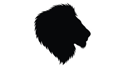 Striking black silhouette of a majestic lion s head and mane silhouette © MD