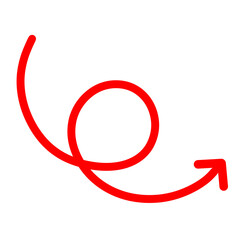 Hand painted curve red arrow.