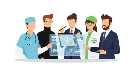 Diverse professionals collaborating on data analysis and strategy © Deshan