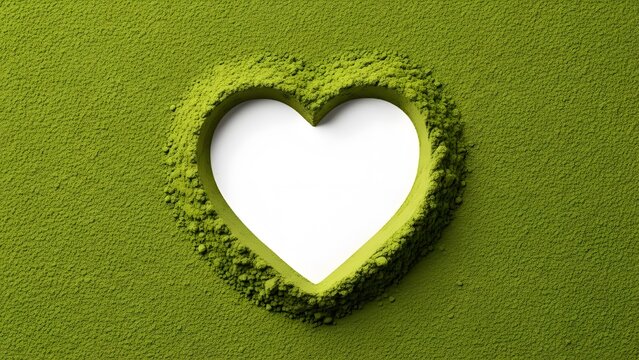 Heart shaped cutout in green grass background with white interior