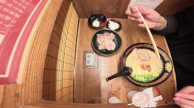 POV Eating Delicious Ramen with Chopsticks